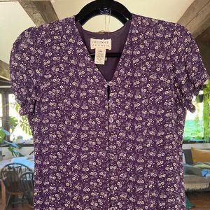 Vintage Purple Floral Shirt-dress